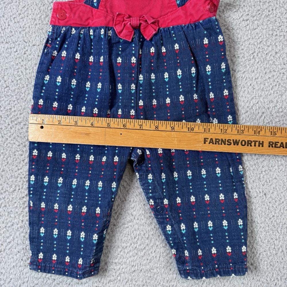 Vintage Oshkosh Overalls Girls 18M Blue Bow Embroidered Vestbak Floral USA Made - Picture 8 of 16